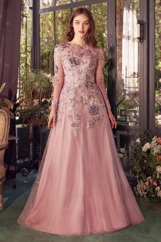 Women's Keyhole Collar DressesAndrea & Leo A1356 Long Sequin A Line Formal Prom Dress