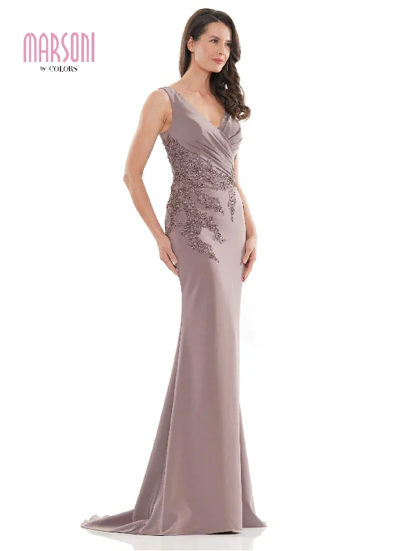 Women's V-Shaped Collar DressesMink 12 Marsoni Mother of the Bride Formal Long Gown 1147 Sale