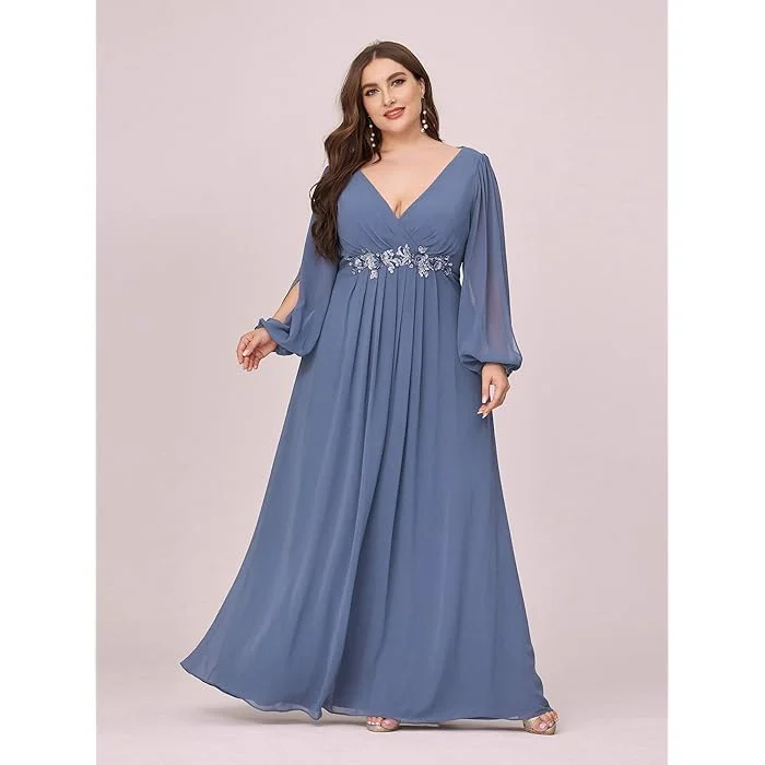 Women's Shirt Collar DressesDusty NAvy 24 Long Plus Size Formal Dress Sale