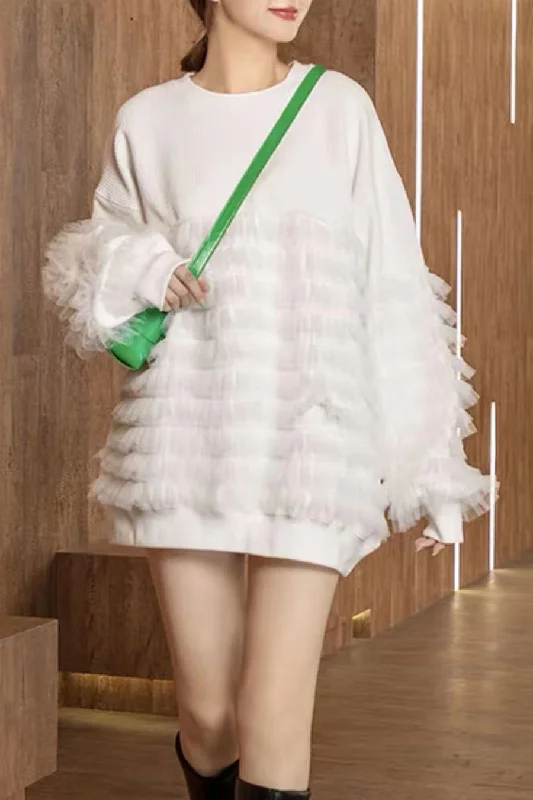 Women's Shift DressesLong Sleeve Ruffles Short Dress