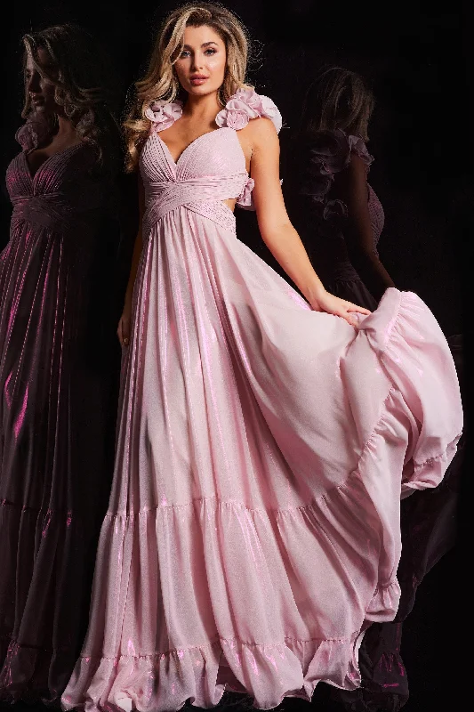 Women's Mandarin Collar DressesJovani 26248 Pleated Bust Long Formal Prom Dress