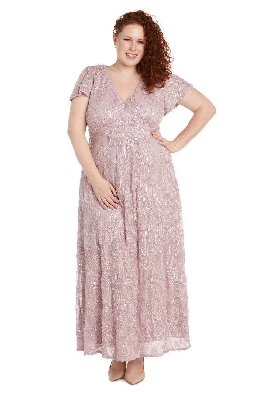Women's Boat Collar DressesR&M Richards 1041W Long Formal Plus Size Mother of the Bride Dress