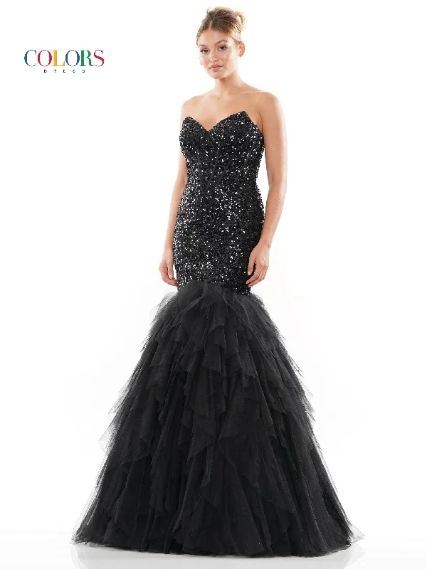 Women's Peter Pan Collar DressesColors 3202 Long Strapless Formal Mermaid Prom Dress