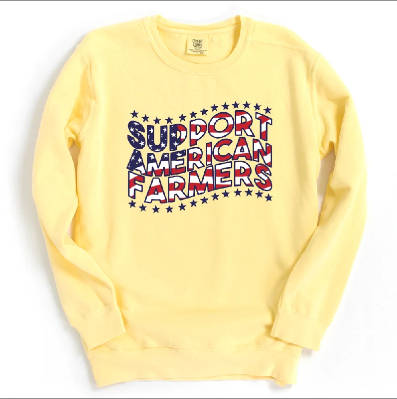 Women's Blouse with Fur TrimPatriotic Support American Farmers Crewneck (S-3XL) - Multiple Colors!