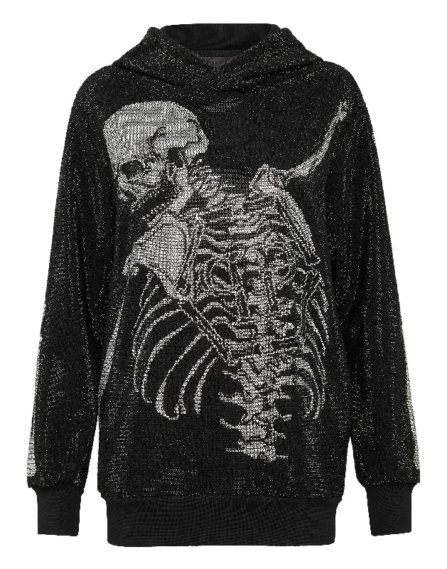 Women's Blouse with Notched CollarHoodie sweatshirt Full Stones Skeleton