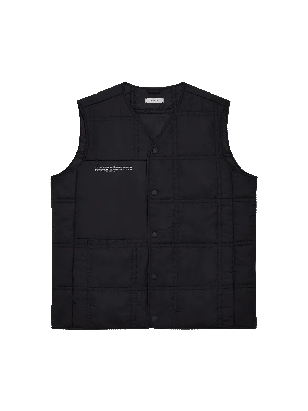 Women's Blouse for BusinessWomens Flower-Warmth Quilted Gilet—black