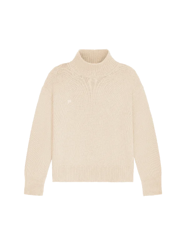 Women's Blouse with High CollarWomen's Recycled Cashmere Turtleneck Sweater—ecru ivory
