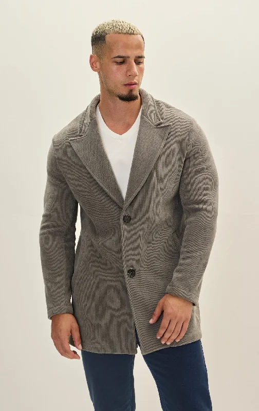 men's casual bomber jacketRelaxed Corduroy Button Closure Jacket - Grey