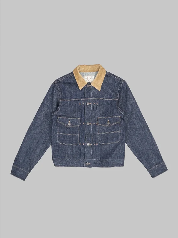 men's bomber jacket with zippersFreenote Cloth RJ-3 13 Ounce Indigo Denim Jacket