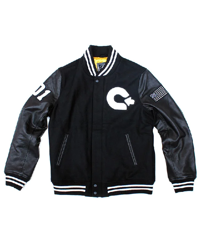 men's denim jacket with embroideryOG Varsity Letterman