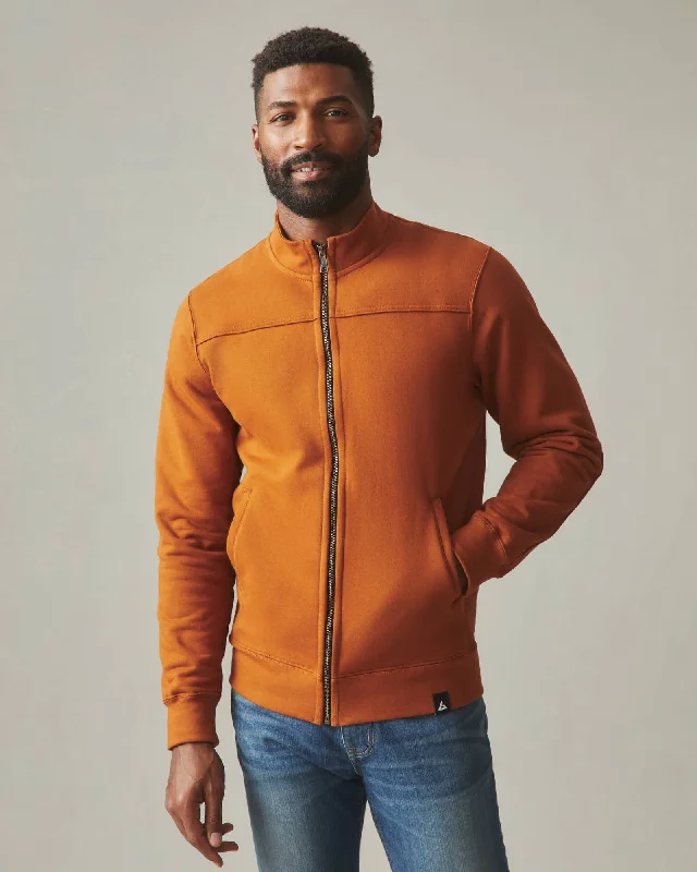 men's tailored blazer with ventMoto Full Zip - Caramel Cafe