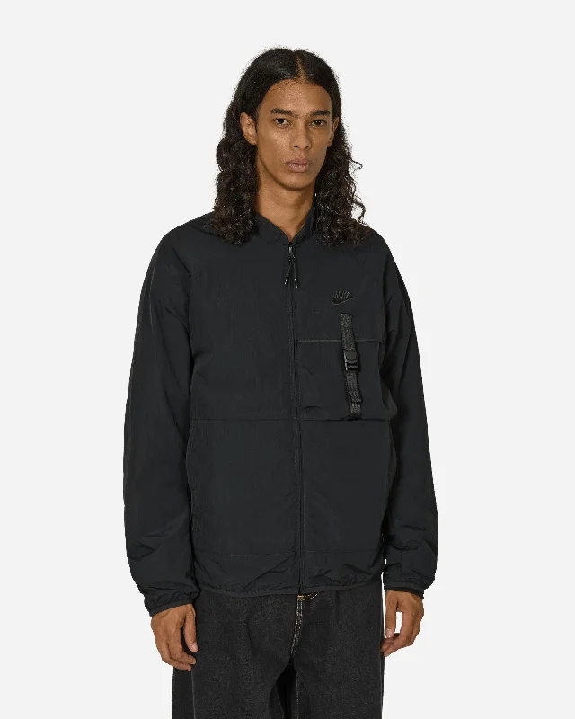 men's denim jacket with leather patchesTech Woven Jacket Black