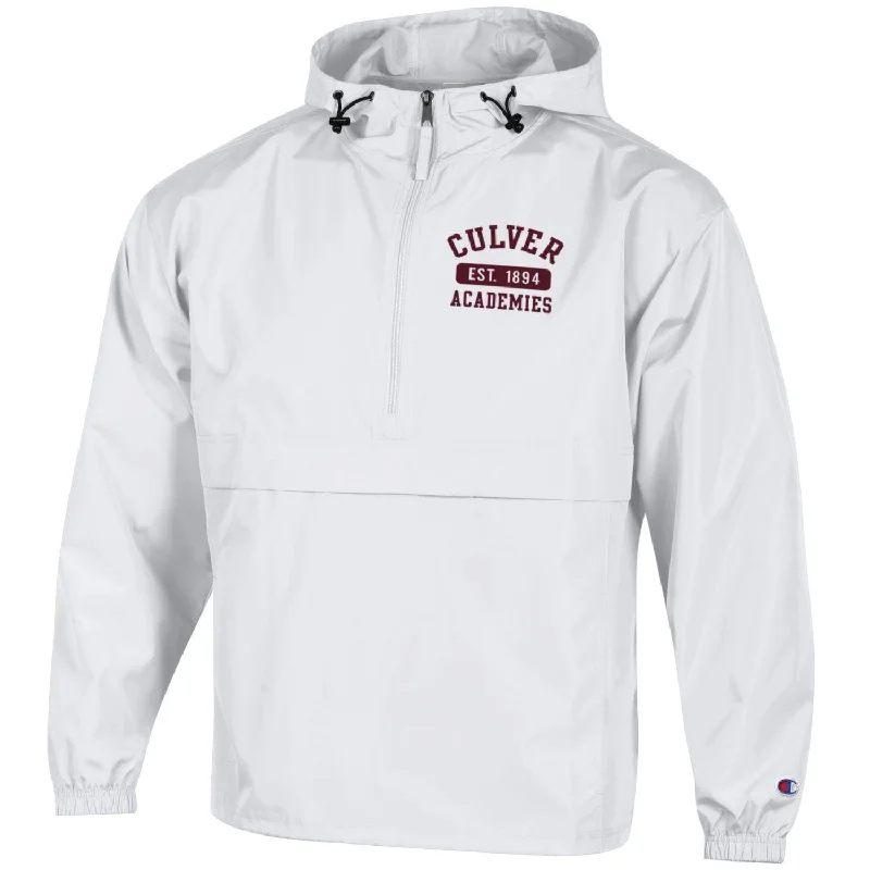men's leather jacket with snap buttonsChampion 1894 Packable Jacket - White