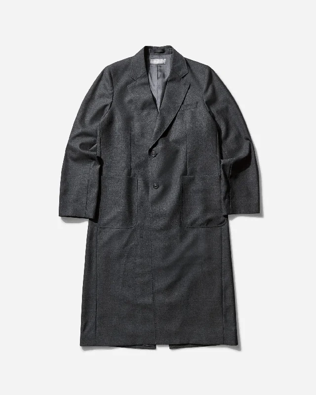 men's wool coat with leather sleevesMen's Robe Overcoat Charcoal