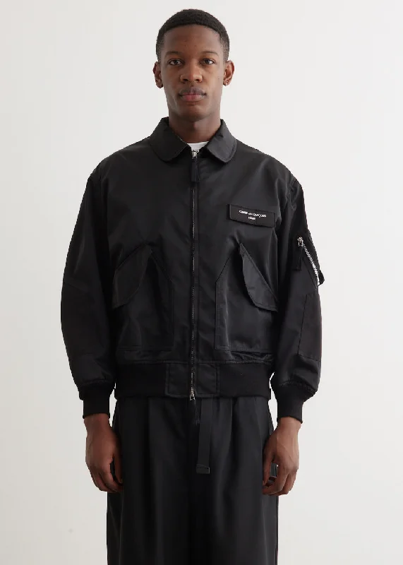 men's distressed leather jacketNylon Twill Bomber Jacket