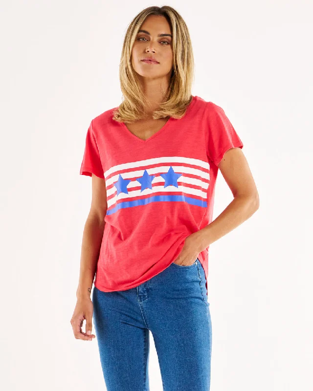 Betty Basics Amber Print Tee Star Race Stripe