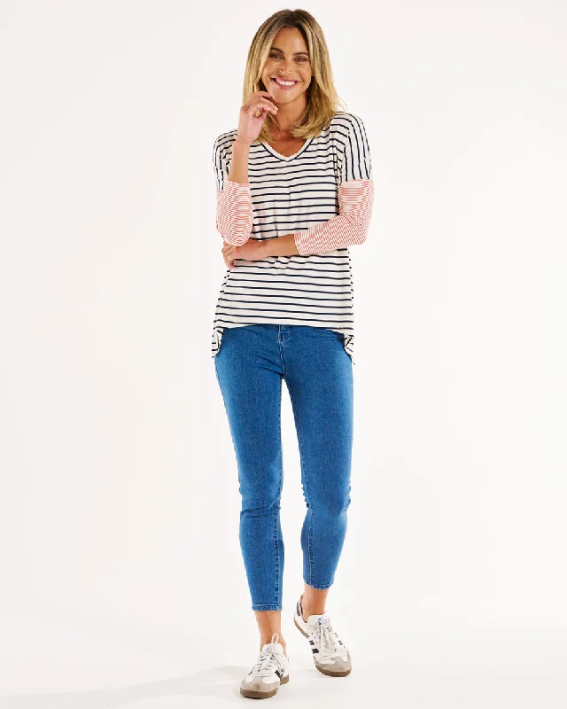 Betty Basics Geneva Tee Blue Red Stripe