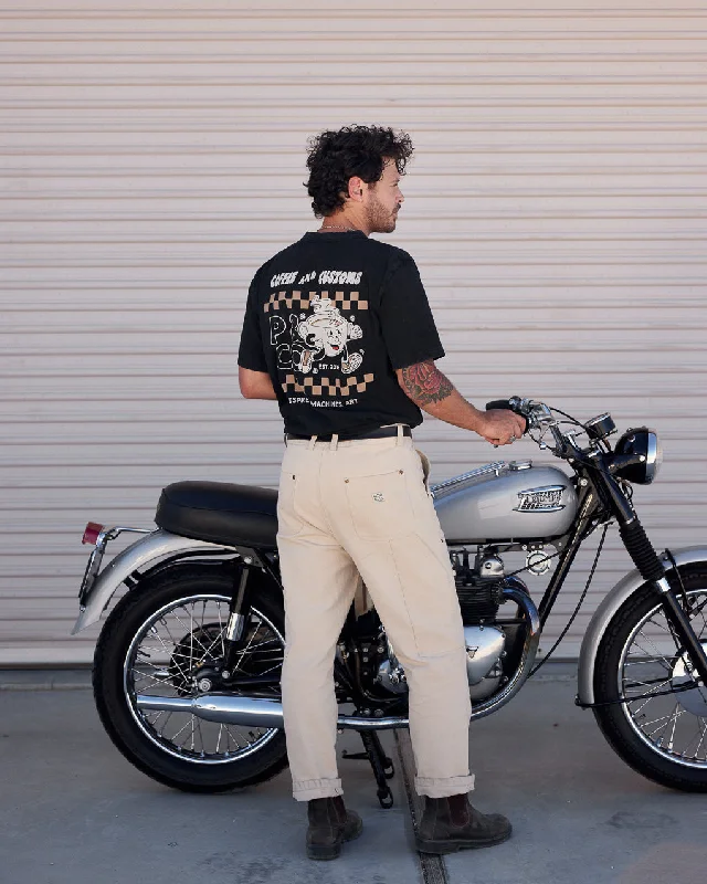 Coffee & Customs T-Shirt - Heavy Washed Black