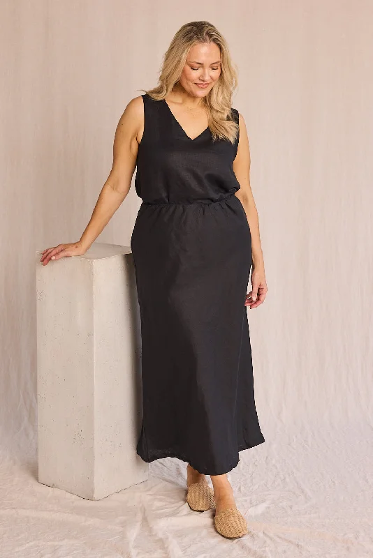 Ember Linen Cami in Black