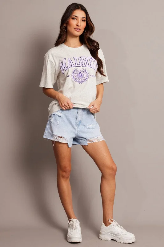 Grey Graphic Tee Short Sleeve