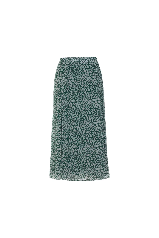 Printed Chiffon Skirt | Green White Spot | 7127AR